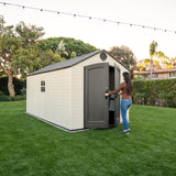 Lifetime Outdoor Storage Shed, 8x15 Ft, Desert Sand, Resin Backyard Tool Shed with Lockable Doors and Weather-Resistant Panels Lifetime