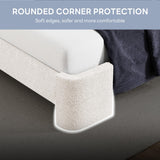 LIKIMIO Queen Bed Frame with Headboard, Upholstered Bed Frames with USB Ports, Base Cama Bed Frame No Box Spring Needed, Cream White LIKIMIO