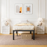 ZIYOO Twin Bed Frames, 18 Inches Platform Bed Frame, 1000lbs Heavy Duty Steel Slat, Non-Slip Design, No Box Spring Needed, Easy Assembly, Quiet Noise Free, Under Bed Storage Space, Black ZIYOO