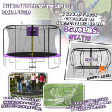 ACWARM HOME 14 FT Trampoline for Kids and Adults, Trampolines with Basketball Hoop and LED Lights,Trampoline Outdoor with Net, ASTM Approved, Purple ACWARM HOME