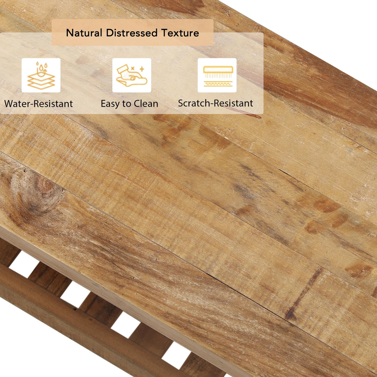 HOKYHOKY Reclaimed Solid Wood Bench-55 Inches Farmhouse Entryway Bench with Storage Shelf, Narrow Rustic Bench for Hallway, Kitchen, Bedroom, Dining HOKYHOKY