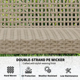 Outsunny Wicker Outdoor Couch, 3-Seat Rattan Outdoor Patio Sofa, 1000 lbs. Capacity, Acacia Wood Patio Furniture Couch with Steel Seat and Armrests for Backyard, Porch, Teak Outsunny
