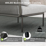 LayinSun 11 Pieces Aluminum Patio Furniture Set, Modern Modular Sectional Sofa with Fire Pit Table and Upgrade Thickness Cushion LayinSun