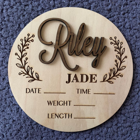 Personalized Baby Announcement Sign, Birth Announcement Sign, Custom Baby Name, Baby Birth Stats, Wood Sign for Name Reveal, Baby Sign for Hospital, FranJohnsonHouse
