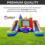 Crossover Rainbow Inflatable Bounce House with Double Inflatable Water Slides for Kids, 16.5 x 15 x 11 Foot, Bouncy House for Kids, Commercial Outdoor Party Bouncer with Blower, Stakes, Storage Bag Pogo Bounce House