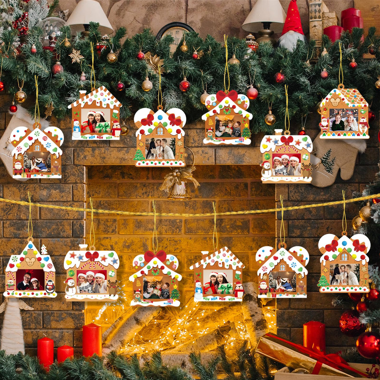28 Pack Christmas Picture Frame Craft Kits for Kids, Xmas DIY Gingerbread House Candy Photo Craft Christmas Hanging Frame Ornaments for Xmas Tree Holiday Art Decorations Home Class Game Activities GuassLee