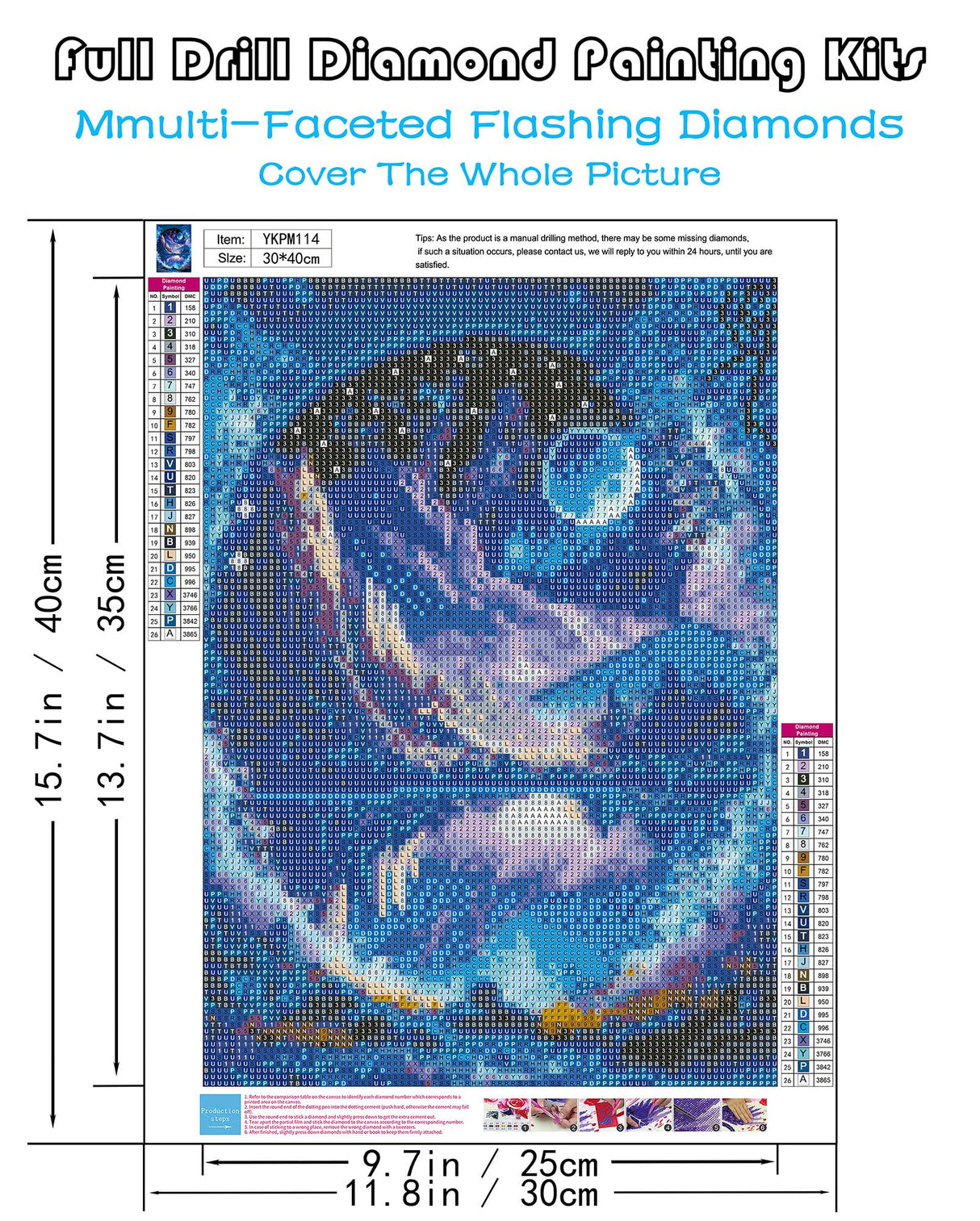 KINPLUB 5D Diamond Painting Kits for Adults, Blue Moon Landscape Diamond Art Kits for Beginners, DIY Full Round Drill Dream Night Paint with Diamond Pictures Gem Art, Home Wall Decor 12 x 16 Inch KINPLUB