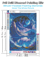 KINPLUB 5D Diamond Painting Kits for Adults, Blue Moon Landscape Diamond Art Kits for Beginners, DIY Full Round Drill Dream Night Paint with Diamond Pictures Gem Art, Home Wall Decor 12 x 16 Inch KINPLUB