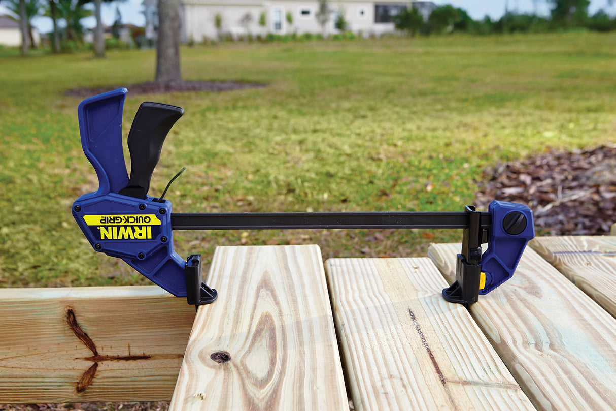 IRWIN QUICK-GRIP Bar Clamp, One-Handed Clamp/Spreader, 24-Inch (1964720), Blue IRWIN