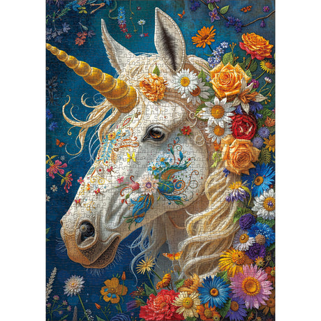 Divine Bloom Steed 1000-Piece Jigsaw Puzzle for Adults –Challenging Enchanted Unicorn with Flower Mane Art, Premium Matte Finish, 27.56 x 19.68 Inches, Perfect for Game Nights XURLEQ