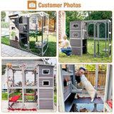 76.8 Inches Large Wood Catio, Catio Outdoor Cat Enclosure Large Walk in Cat Cage with 3 Platforms and 2 Resting Houses Suumerpety