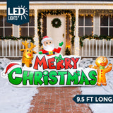 Joiedomi 9.5 FT Christmas Inflatable Merry Christmas Sign with Santa, Reindeer & Gingerman, LED Lit for Outdoor Yard Garden Lawn Winter Decor Joiedomi