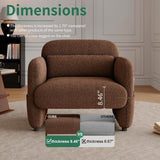 ISHUHL 33.46" Accent Chair, Oversized Sherpa Lamb Fabric Armchair Big Comfy Upholstered Armed Chair Single Sofa Chair with Waist Pillow for Bedroom, Living Room (Dark Brown) ISHUHL