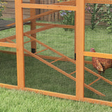 PawHut Wooden Chicken Coop Run for 6-10 Chickens, Hen House Add-On with Storage, Perches, 141.75" x 48" x 61", Orange PawHut