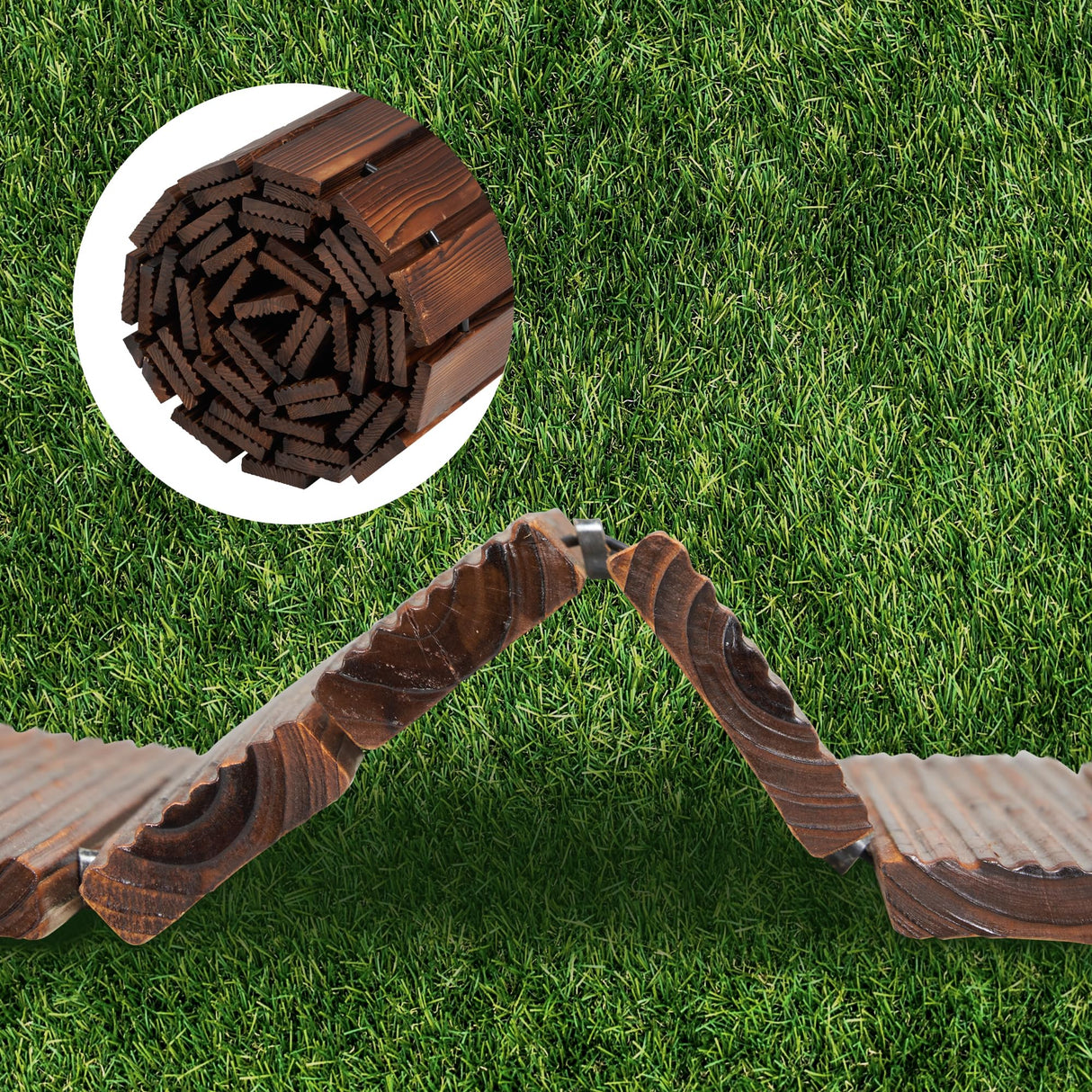 Spurgehom 12FT Wooden Garden Pathway Straight Outdoor Walkway Roll Out Cedar Wood Patio Flooring Path Decorative Lawn Patio Pavers Boardwalk Beach Wedding Party (Brown) Spurgehom