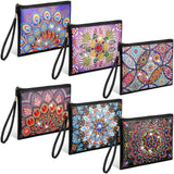 Silkfly 6 Pcs Diamond Painting Purses Clutch DIY Diamond Handbag PU Leather Painting Bags 5d Handmade Wristlet Wallet with Strap and Zipper for Women Gift(Mandala Style) Silkfly