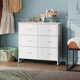 WLIVE White Dresser for Bedroom, 6 Drawer Double Dresser, Fabric Storage Tower with Fabric Bins, Chest of Drawers for Closet, Living Room, Hallway WLIVE