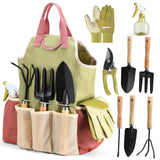 Gardening Tools Set of 10 - Complete Heavy Duty Garden Tools Set with Fashion Handbag - Durable Gardening Supplies Kit Ideal Gardening Gifts for Women Play22