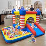 Culaluva Inflatable Bounce House: Bouncer Bouncy Castle 5 in 1 with Ball Pit & Slide for Kids Aged 3-8 - with 370W Blower & Storage Bag - Indoor Outdoor Play Stripes Style CulaLuva