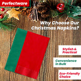 Perfectware 2PLY Christmas Paper Dinner Napkins. Pack of 100CT in Green and Red. 15 x 17 Paper Dinner Napkin Set Perfectware