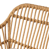 Christopher Knight Home Rodney Indoor Woven Faux Rattan Chairs with Cushions (Set of 2), Light Brown and Beige Finish Christopher Knight Home