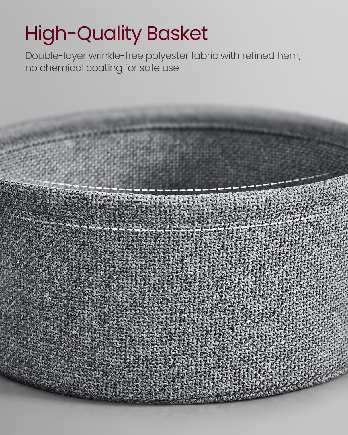 VASAGLE Coffee Table with Storage, Round Center Table for Living Room with Fabric Basket, Modern Style, Metal Frame, Ink Black and Slate Gray ULCT244B56 VASAGLE