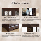 CKEASEAN Glass Display Cabinet, 69" H Curio Cabinet with Adjustable Shelves and 4 Glass Doors, Light Bulb Included, Elegant Antique Showcase, Rack for Living Room/Home Office (Dark Cherry) CKEASEAN