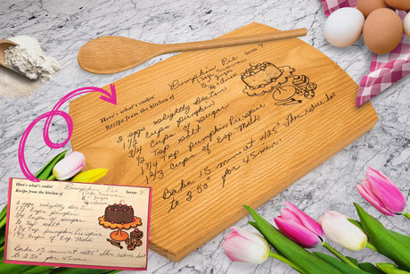 Mom and Grandma Handwritten Recipe Cutting Board, Personalized Family Recipe Cutting Board, Engraved keepsake gift, Mother's day gift for Mom and Mother in Law, Family Heirloom Gift for Grandma Generic