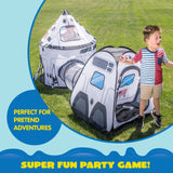 JOYIN White Rocket Ship Pop up Play Tent with Tunnel and Playhouse Kids Indoor Outdoor Spaceship Tent Set JOYIN