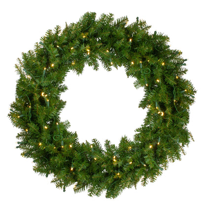 Pre-Lit Northern Pine Artificial Christmas Wreath - 36" - Warm White LED Lights