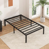HLIPHA Metal Platform Bed Frame 14 Inch Tall,No Box Spring Needed,Twin Size Bed with Heavy Duty Strong Support Slats,Easy to Assemble,Black HLIPHA