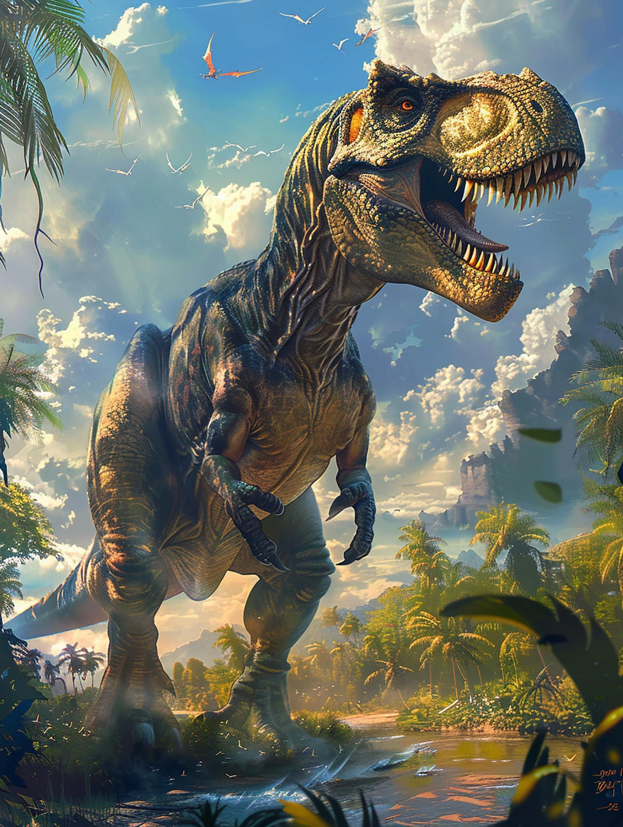 SKRYUIE 5D Dinosaur Diamond Painting Kits - DIY Diamond Art Kits for Adults Forest, Full Round Drill - Crystal Cross Stitch - Adults Craft for Wall & Office Decor - 12x16 Inch SKRYUIE