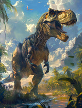 SKRYUIE 5D Dinosaur Diamond Painting Kits - DIY Diamond Art Kits for Adults Forest, Full Round Drill - Crystal Cross Stitch - Adults Craft for Wall & Office Decor - 12x16 Inch SKRYUIE