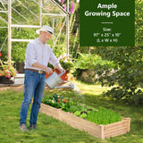 COSTWAY Raised Garden Bed, Wooden Planter Box Stand for Vegetables, Fruits, Herbs, Flowers, Garden Planting Bed Kit for Outdoor, Backyard, Patio, Lawn, 91" x 24" x 9" COSTWAY