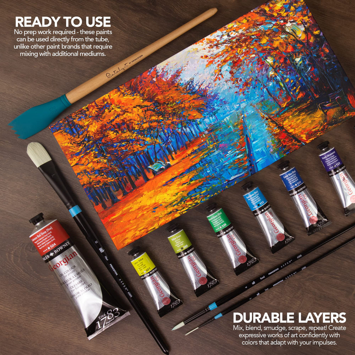 Daler Rowney Georgian 6-Tube Starter Artist Oil Paint Set - Painting Set for Canvas Paper and More - Oil Painting Supplies for Artists and Students - Artist Oil Paints for All Skill Sets Daler Rowney