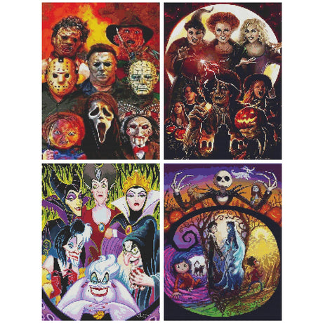 JAKI 4 Pack Diamond Art for Adults-Cartoon Diamond Painting Kits for Adults Beginners,DIY 5D Full Drill Art Perfect for Gift Home Wall Decor(12x16inch) JAKI