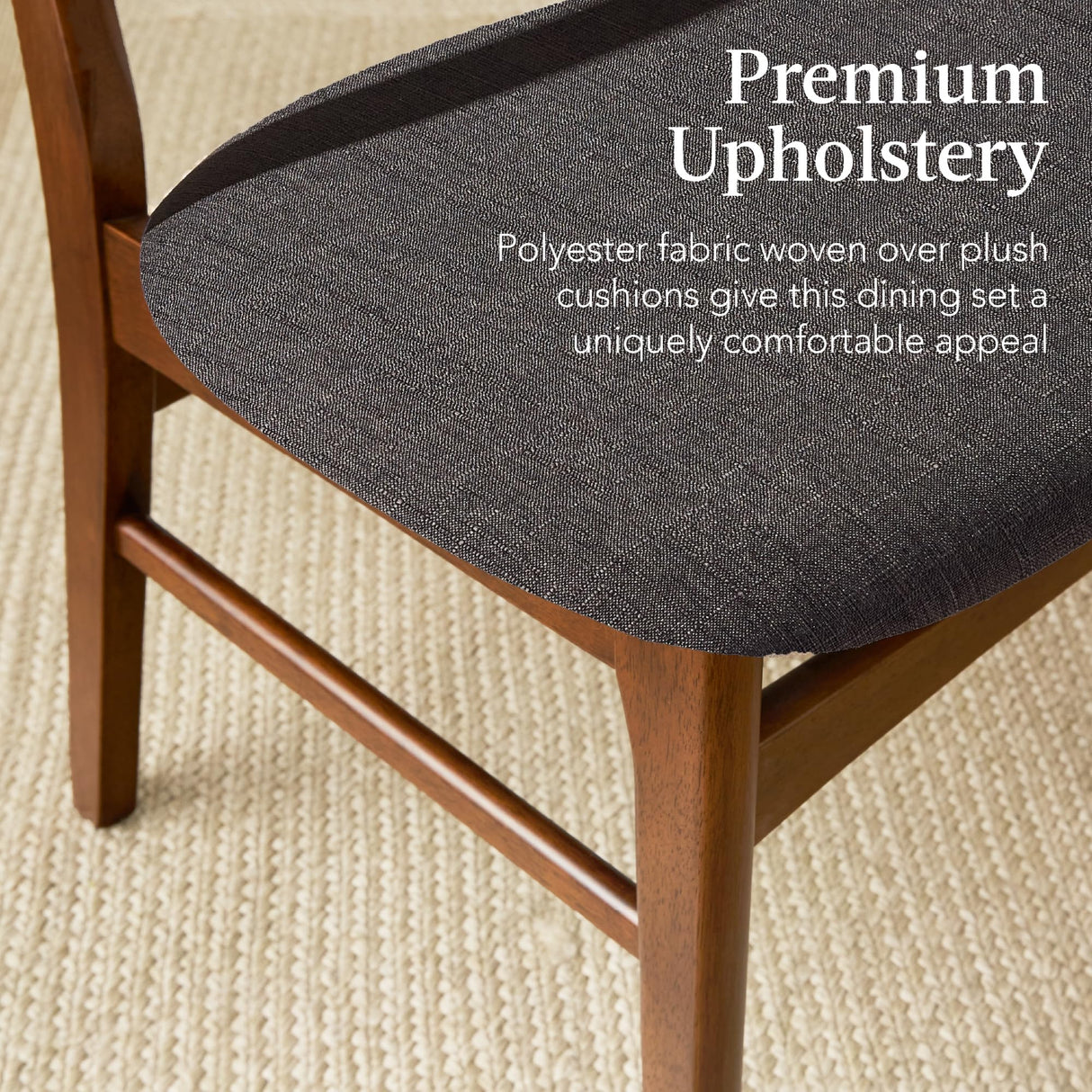 Best Choice Products 7-Piece Wooden Dining Room Table Set, Mid-Century Modern, Kitchen Table w/ 6 Chairs, Upholstered Cushions, Curved Backrests, Rounded Table Corners - Walnut/Charcoal Best Choice Products