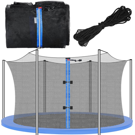 Trampoline Net Replacement Trampoline Safety Round Frame Enclosure Weather Resistant Breathable Net with Double Headed Zippers(6 Straight Poles,16 FT) Jexine