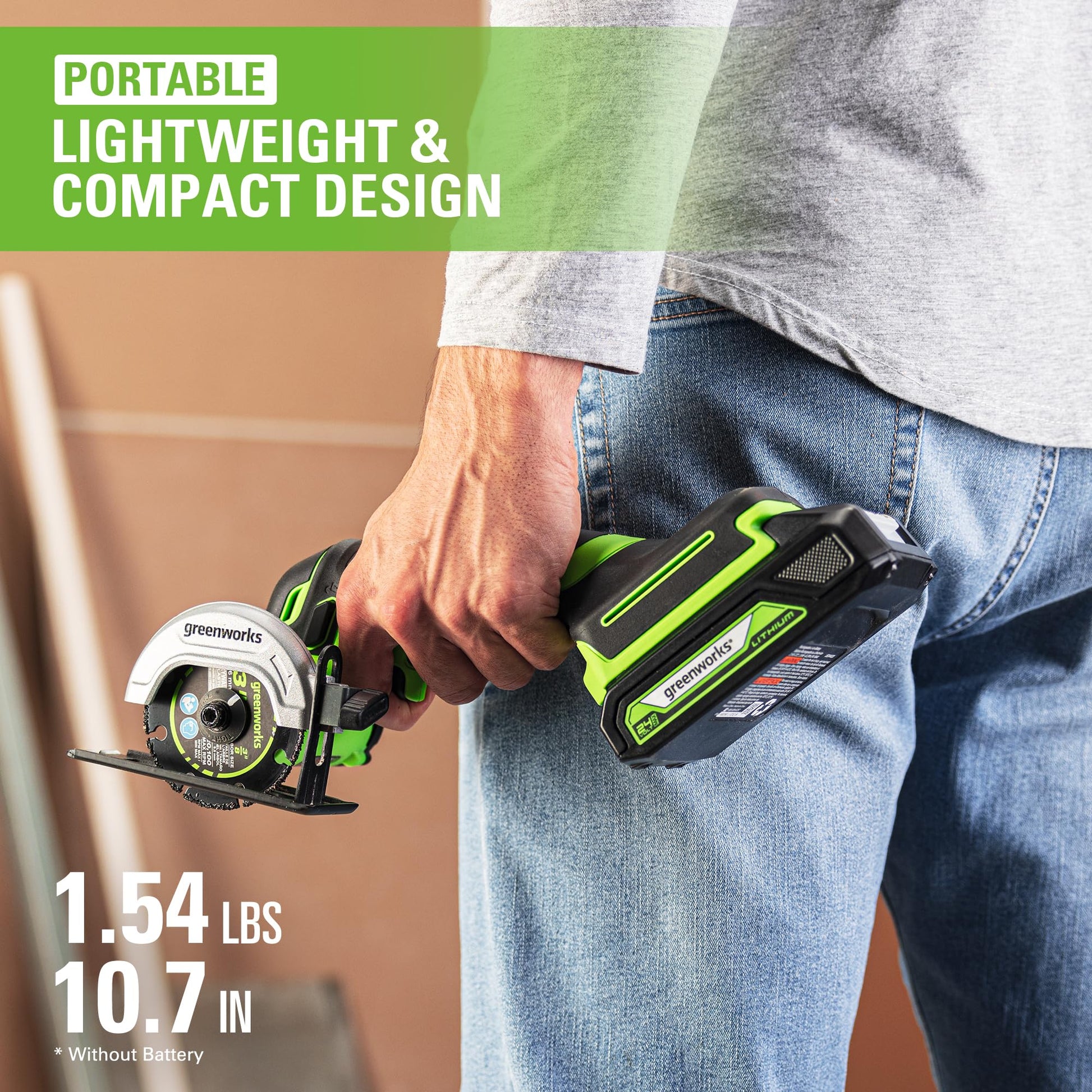 Greenworks 24V Brushless Cordless Compact Cut-Off Tool Bare Tool, With Extra 3 in. Cut-Off Wheels (3-Pack) - WoodArtSupply