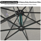 PURPLE LEAF 9 FT Cantilever Patio Umbrella Outdoor Aluminum Offset Square Umbrella with 3 Years Fade Resistance Recycled Fabric and 360-degree Rotation for Deck Pool Garden, Light Grey PURPLE LEAF
