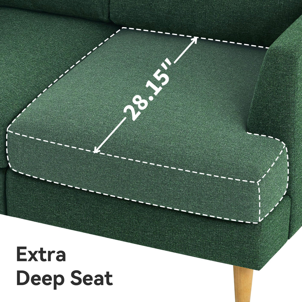 BFD Small Loveseat Sofa Couch, 56" Mid Century Modern Love Seat Couches for Living Room, Extra Deep 2-Seat Small Sofa Furniture for Small Spaces Apartment, Dorm, Office, Green BFD