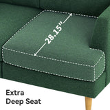 BFD Small Loveseat Sofa Couch, 56" Mid Century Modern Love Seat Couches for Living Room, Extra Deep 2-Seat Small Sofa Furniture for Small Spaces Apartment, Dorm, Office, Green BFD