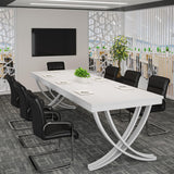 Tribesigns 6.5FT Conference Table for 6-8 People, 78 inch Long Rectangular Seminar Table with Strong Metal Frame, Business Furniture Boardroom Desk for Office Meeting Conference Room (1PCS, White) Tribesigns