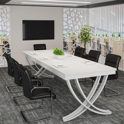 Tribesigns 6.5FT Conference Table for 6-8 People, 78 inch Long Rectangular Seminar Table with Strong Metal Frame, Business Furniture Boardroom Desk for Office Meeting Conference Room (1PCS, W - WoodArtSupply