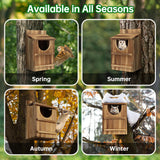 UUMENHA Owl House,Carbonized Cedar Large Owl Bird Box with Shavings,Owl Boxes for Outside 14.5×9×7.5 inches,Owl Nesting Box for Wildlife Lovers,Easy Assembly Required UUMENHA
