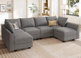HONBAY Modular Sectional Sofa U Shaped Sectional Modular Sofa with Storage Convertible Modular Sectional Couch for Living Room, Grey HONBAY