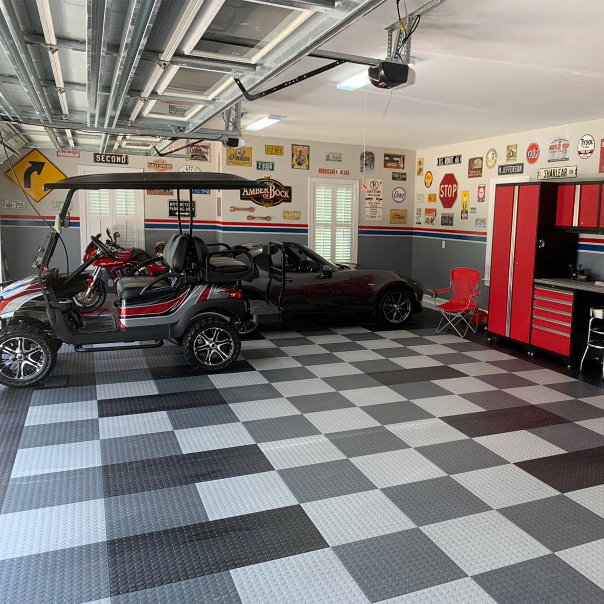 FlooringInc's 4.5mm Flex Nitro Hidden Interlocking Garage Floor Tiles, Flexible PVC Garage Tiles Flooring for a Stronger & Safer Garage, Workshop or Shed, Coin, Shelby Blue, 8 Tiles (20.5"x20.5") IncStores