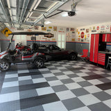 FlooringInc's 4.5mm Flex Nitro Hidden Interlocking Garage Floor Tiles, Flexible PVC Garage Tiles Flooring for a Stronger & Safer Garage, Workshop or Shed, Coin, Shelby Blue, 8 Tiles (20.5"x20.5") IncStores