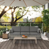 Outsunny Patio Couch PE Wicker Deep Seating Outdoor Sofa with Removable Cushions, 3 Seater Rattan Sofa, Outdoor Furniture for Balcony, Deck, Garden and Poolside, Gray Outsunny