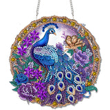 Reofrey Hanging Diamond Art Kits for Adults - 8x8 Inch Peacock Animal Acrylic Board Double Sided Pattern Diamond Painting Suncatcher Pendant, Crystal Art for Home Wall Window Decoration Handmade Gift Reofrey